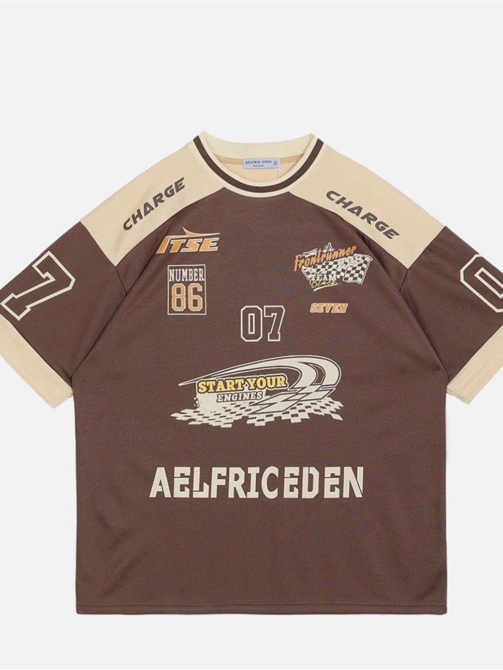 Aelfric Eden Brown Tee with Beige Trim